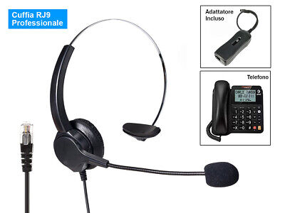 Cuffia Monoaurale RJ9 Microfono Auricolare Professionale Per Telefono Fisso IP