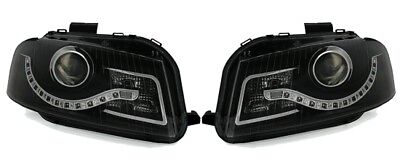 Coppia Set Fari Fanali Anteriori A3 8P 03-08 neri LED (+Sportback/Cabrio)