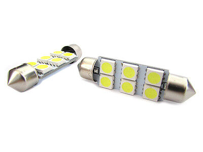 Coppia Lampada Led Siluro T11 C5W 41mm 6 Smd 5050 Bianco Ghiaccio 12V Luci Targa