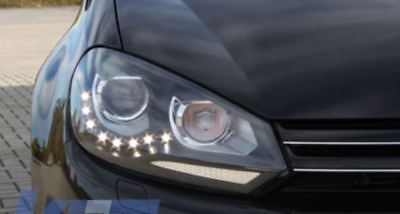 Coppia Fanali Fari Anteriori Dayline tuning DRL LED GTI GTD R Look Golf VI 6 H7