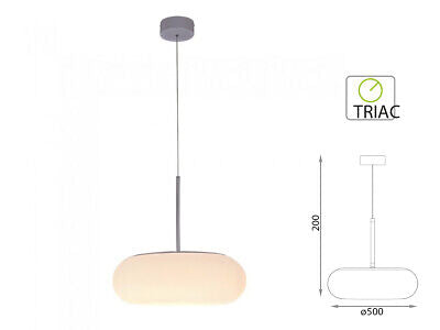 Lampada Led A Sospensione Moderna Rotonda Colore Bianco Diametro 500mm 40W