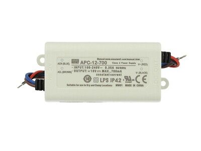 Led Driver CC MeanWell APC-12-700 Trasformatore 700mA 9V-18V DC 12W Corrente