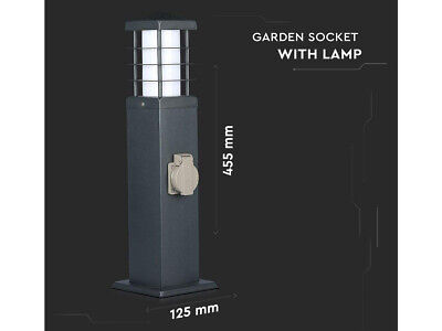 Lampada Da Terra Attacco E27 + Multipresa a Colonna 2 Prese Schuko 16A 455mm IP