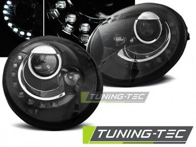 Coppia Fari Fanali Anteriori Tuning NEW BEETLE 1998 > 2005 LED Neri dayline H7