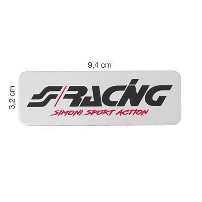 Metal logo Simoni Racing 9,4x3,2 targhetta adesiva in alluminio