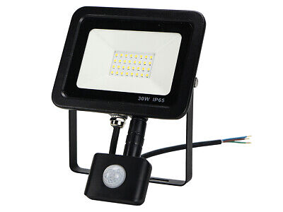 Faro Led Flood Light Slim 30W IP65 Bianco Neutro Carcassa Nera Sensore PIR