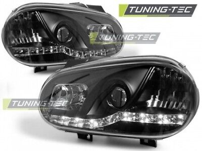 Coppia Fari Fanali anteriori Tuning GOLF 4 09.97-09.03 DAYLIGHT Nero led dayline