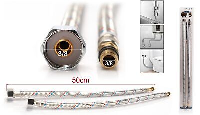 Coppia Tubi Flessibili Per Miscelatore Rubinetto Lungo 50cm Connettori F 3/8" e