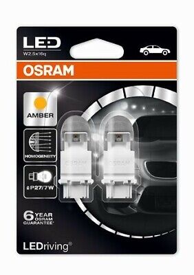 Coppia Lampade Lampadine Led OSRAM LEDriving W2.5x16Q 12V 2W P27/7W Ambra