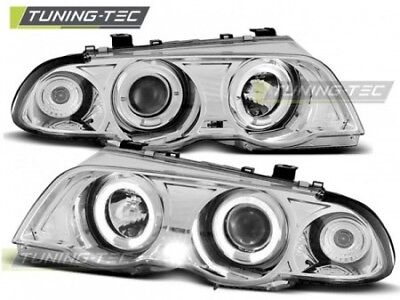 Coppia Fari Fanali Anteriori Tuning E46 05.98-08.01 LIMO+SW ANGEL EYES Cromato