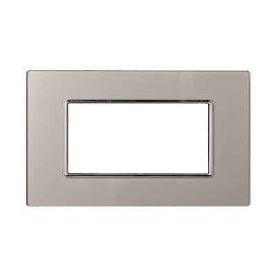 ETTROIT Placca In Vetro Serie Moon 4P Colore Silver Compatibile Con Bticino