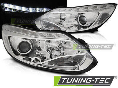 COPPIA SET FARI FANALI ANTERIORI TUNING FOCUS MK3 11- 10.14 LED CHROME ALOGENI