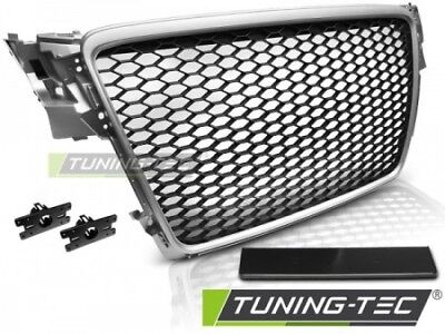 Griglia Anteriore Nido D'ape Tuning A4 B8 2008-2011 Argento RS-STYLE (look)