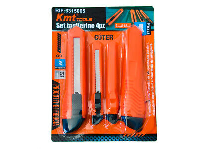 Kit 4 Taglierini Cutter 18mm + 9mm <ul> <li> Economico Per Carta / Cartone