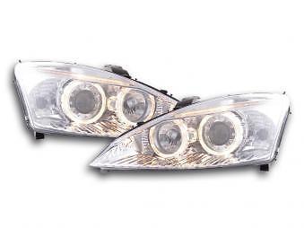 Coppia Fari Fanali Anteriori Tuning Angel Eyes Focus 98-01 cromato