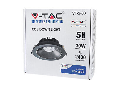 Faretto Led COB da Incasso 30W 4000K Rotondo Riflettore Orientabile Carcassa Ne