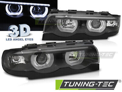 HEADLIGHTS ANGEL EYES LED 3D BLACK fits E38 94-01
