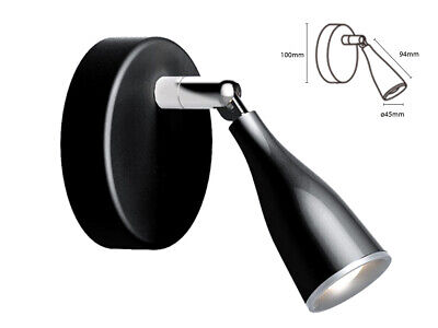 Applique Lampada Led Da Parete Colore Nero 3000K Con Testa Orientabile IP20 4.5