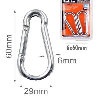 Kit 2 Pezzi Moschettoni a Forma D in Acciaio Modello Portachiavi Rinforzato