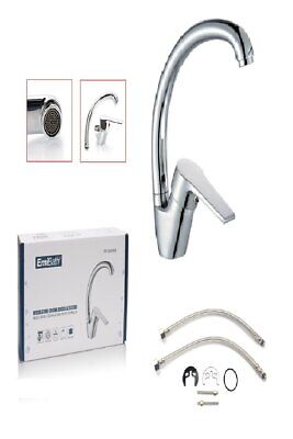 Kit Miscelatore Rubinetto Cucina Bocca Alta Argento Cromato 270x180mm