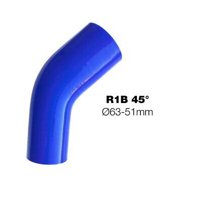 Curva ridotta blu 45°Manitor 63/51mm silicone rinforzato 4 strati