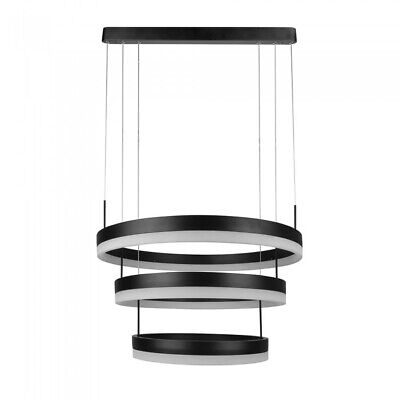 Lampada Led A Sospensione Rotonda Colore Nero Tripli Anelli Diametro 600mm