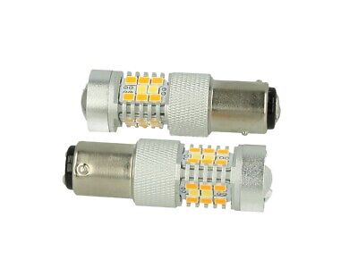 Coppia Lampade Led BAY15D 1157 12V P21/5W Dual Color Bianco + Arancione 28 Smd