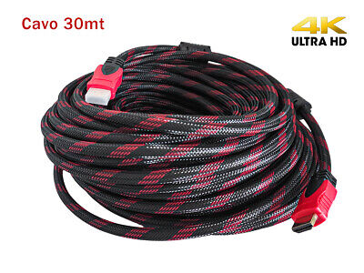 Cavo Intrecciato HDMI Full HD 30 Metri Connettori Placcati Oro Rivestimento in