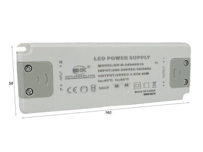 Alimentatore Trasformatore CV 40W 24V 1.67A Super Slim Solo 19mm Spessore