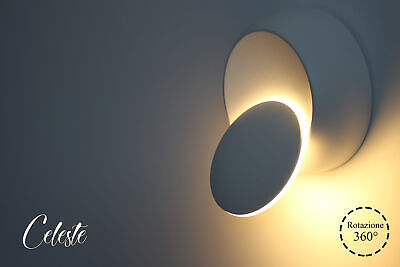 Applique Led Da Parete Celeste 5W Carcassa Bianca Rotondo Bianco 4000K