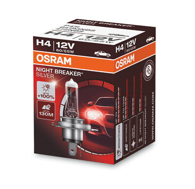 1 Lampada Lampadina Luce OSRAM NIGHT BREAKER [SILVER] H4 (P43t) 12V 60/55W +130M