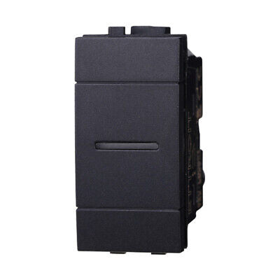 ETTROIT Pulsante Assiale 1P 16A Unipolare Colore Nero Compatibile Con Bticino