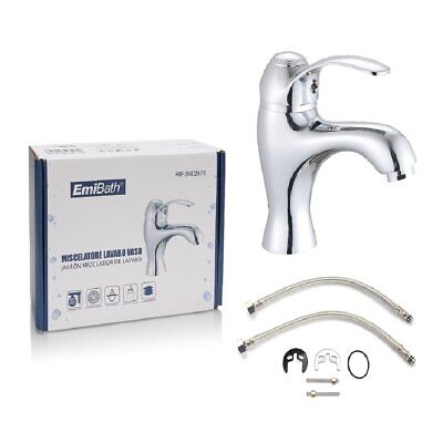 Kit Miscelatore Monocomando per Bagno Rubinetto Lavabo Argento Cromato Misura