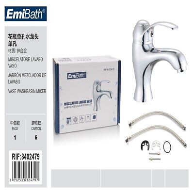 Kit Miscelatore Monocomando per Bagno Rubinetto Lavabo Argento Cromato Misura