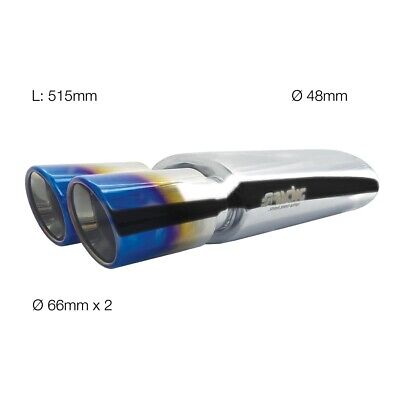 Marmitta rotonda doppia acciaio inox scarico universale con uscita titanium