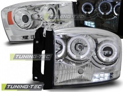 Coppia Fari Fanali Anteriori Tuning RAM 2006 > 2008 ANGEL EYES Cromato