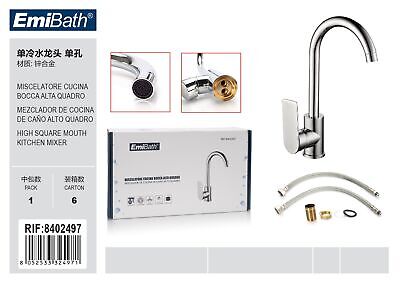 Kit Miscelatore Cucina Bocca Alta Quadro Argento Cromato Misura 370x200mm