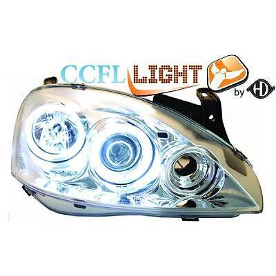 Coppia fari fanali anteriori TUNING CORSA 00-06 chrome con anelli ANGEL EY