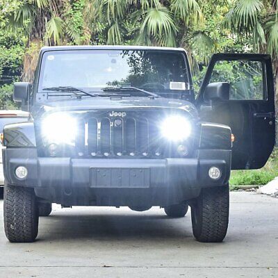 Coppia Fari Fanali anteriori tuning Auto Moto  LED rotondi 7" 9-36V cromati