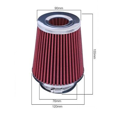Filtro biconico cotone rosso Diametro 76 H 155 L 120mm include 3 anelli