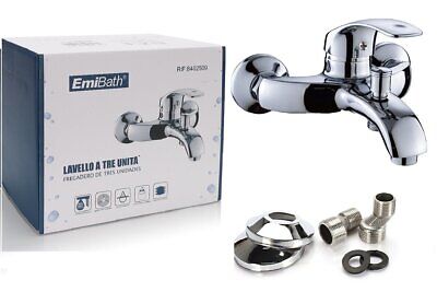 Kit Rubinetto Vasca Doccia Miscelatore A Muro Monoleva Acqua Calda e Fredda