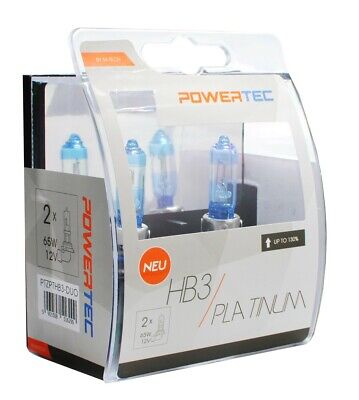 Coppia lampade lampadine Powertec Platinum +130% luminosità luce  HB3 12V