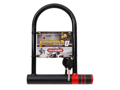 Lucchetto a U per Bici 14X240mm Con 2 Chiavi <ul> <li>Lucchetto Ad In Acciaio