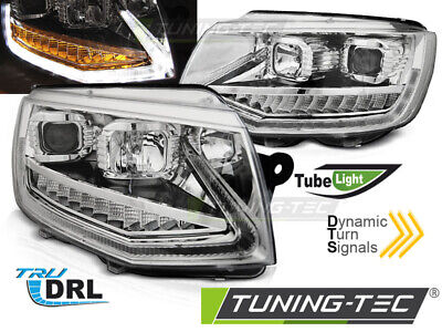 HEADLIGHTS TUBE LIGHT DRL CHROME SEQ fits T6 15-19