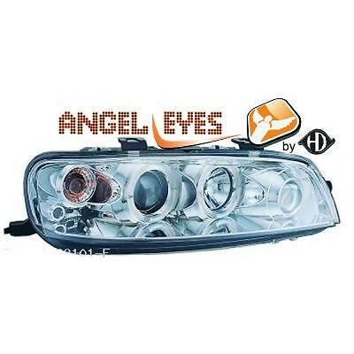 Coppia fari fanali anteriori TUNING PUNTO 1999-03 cromati con anelli angel eyes