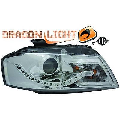Coppia fari fanali anteriori TUNING A3 03-08 chrome con Dayline a LED