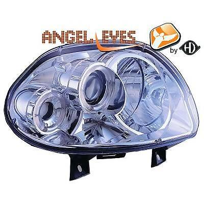 Coppia fari fanali anteriori TUNING CLIO 1998-2001 cromati H1+H1 per reg