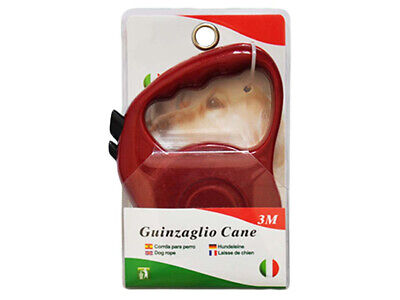 Guinzaglio per Cani 3 Metri Retrattile Colore Rosso <ul> <li>Il Cinturino Del è