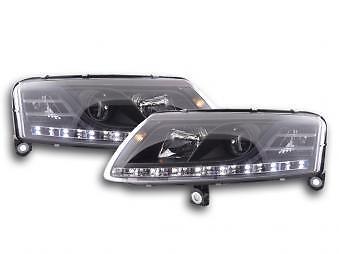 Coppia Fari Fanali Anteriori Tuning Dayline Luci Diurne A6 4F 04'-08 nero