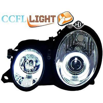 Coppia fari Fanali Anteriori TUNING CLK w208 97-02 cromo Angel eyes CCFL Alogeni